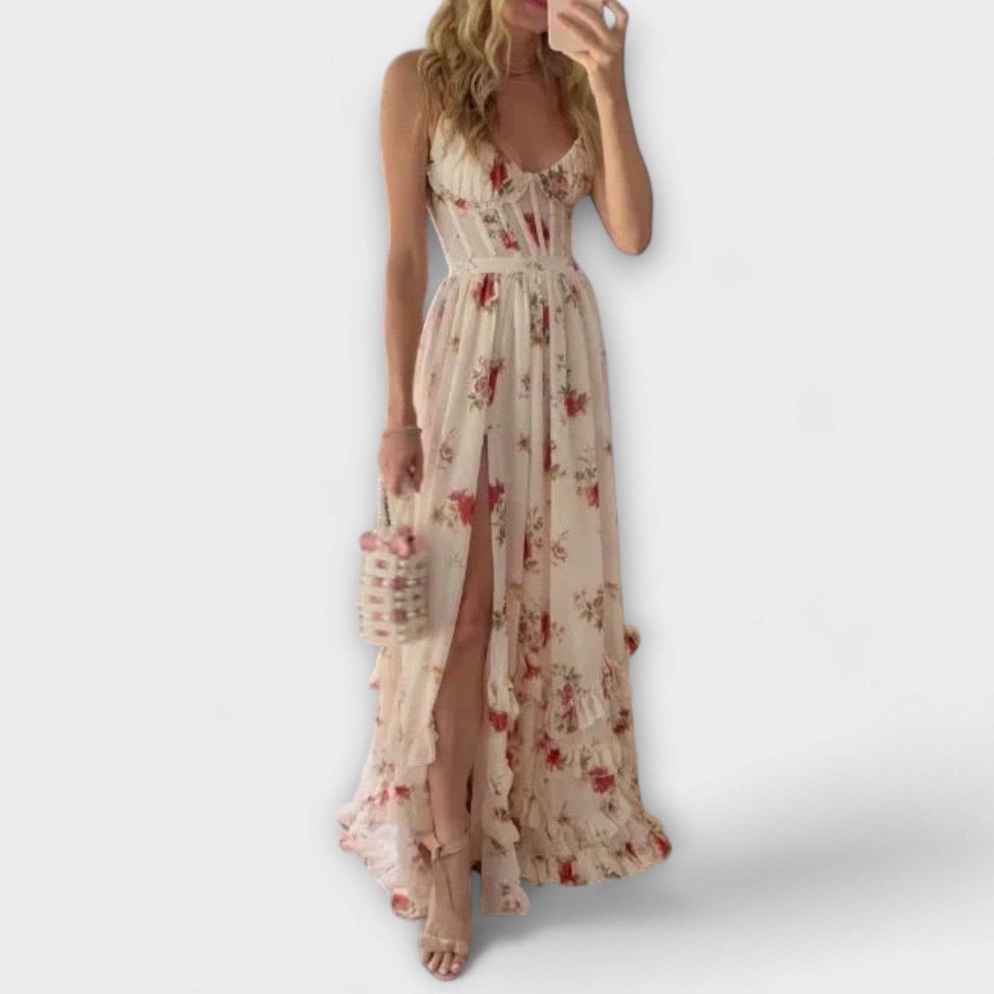Robe Élégante à Fleurs sans Manches pour Femmes - Marie Montel