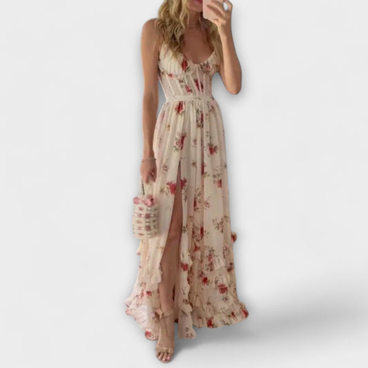 Robe Élégante à Fleurs sans Manches pour Femmes - Marie Montel