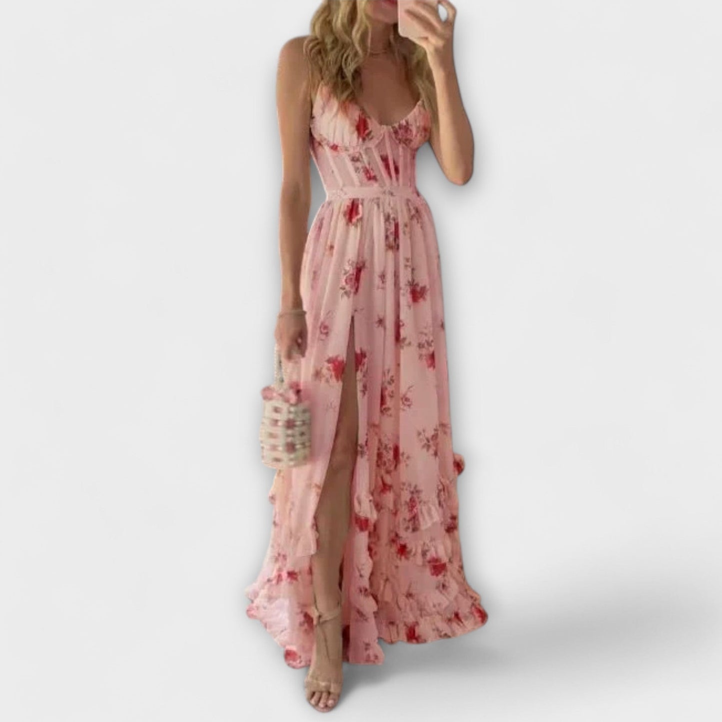 Robe Élégante à Fleurs sans Manches pour Femmes - Marie Montel