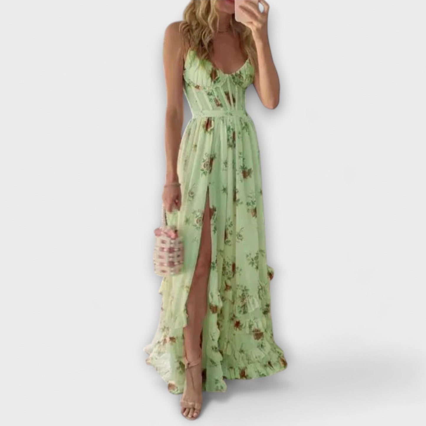 Robe Élégante à Fleurs sans Manches pour Femmes - Marie Montel