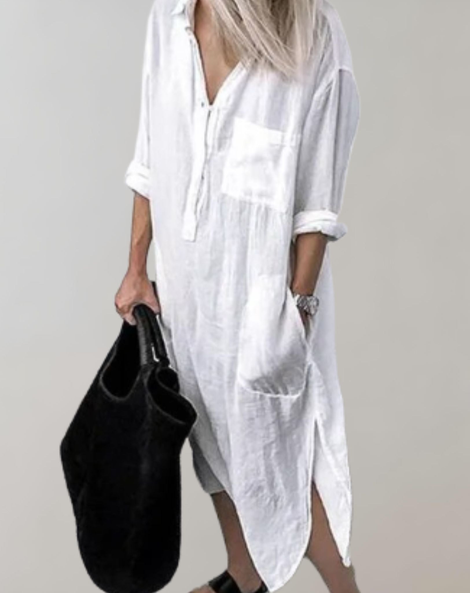 Robe Élégante à Manches Longues avec Poches pour Femmes - Marie Montel