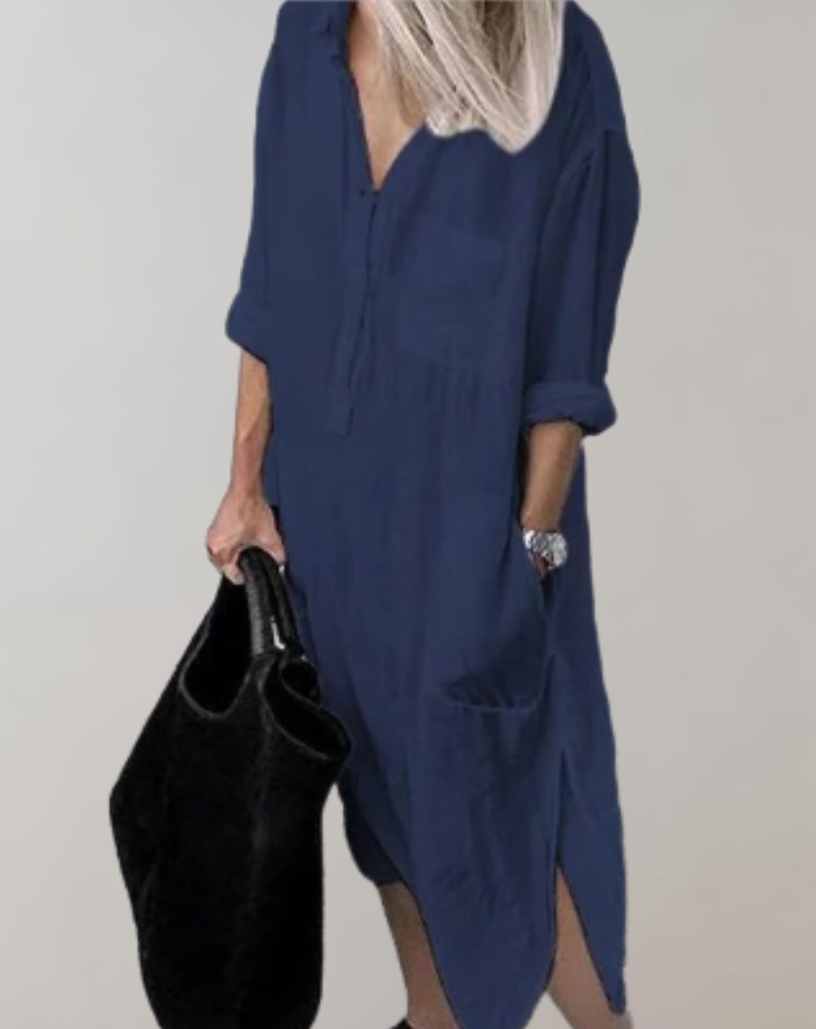 Robe Élégante à Manches Longues avec Poches pour Femmes - Marie Montel