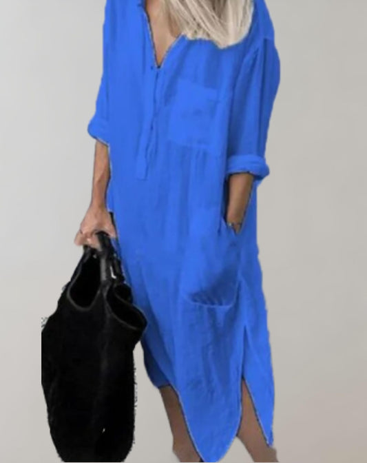 Robe Élégante à Manches Longues avec Poches pour Femmes - Marie Montel