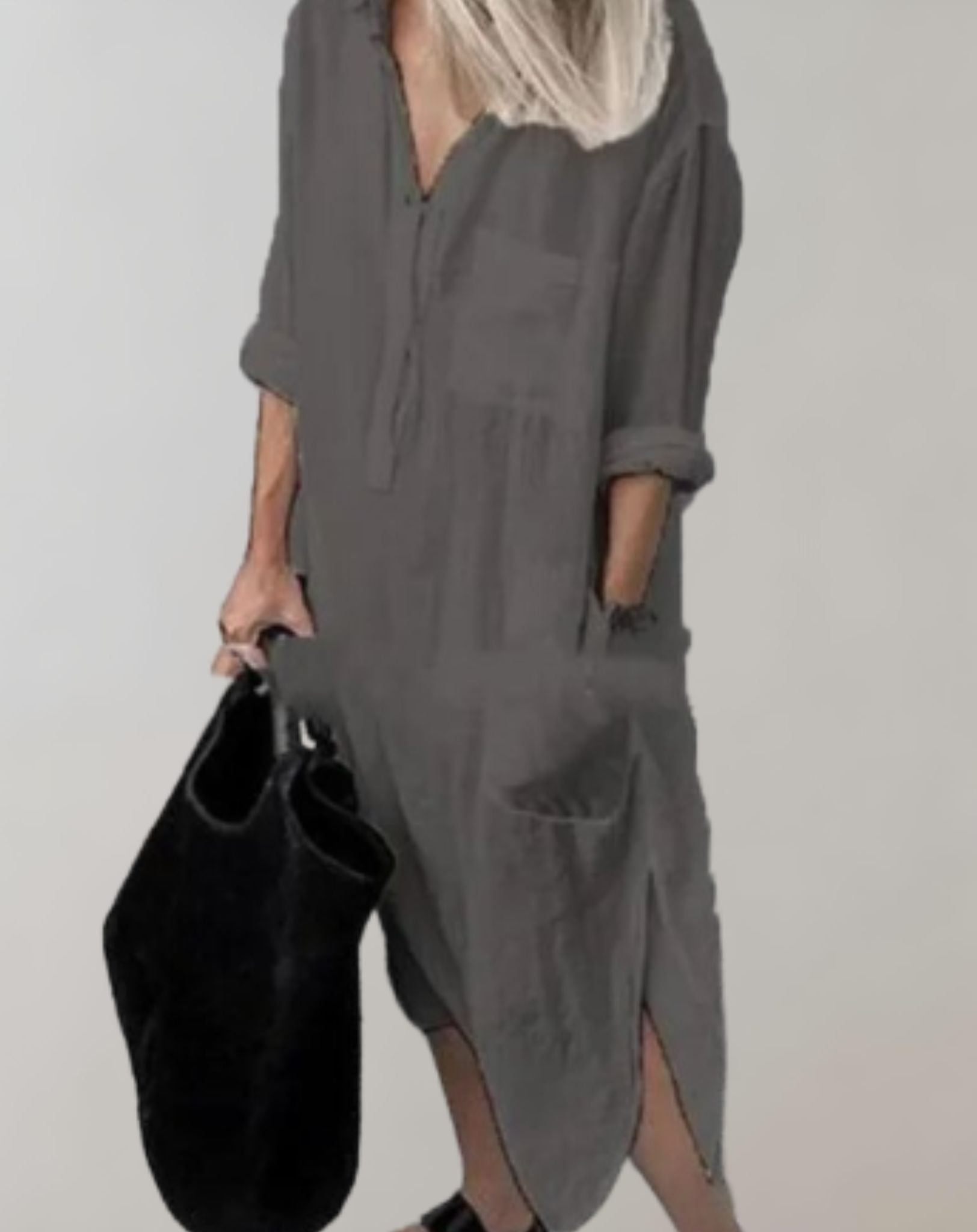 Robe Élégante à Manches Longues avec Poches pour Femmes - Marie Montel