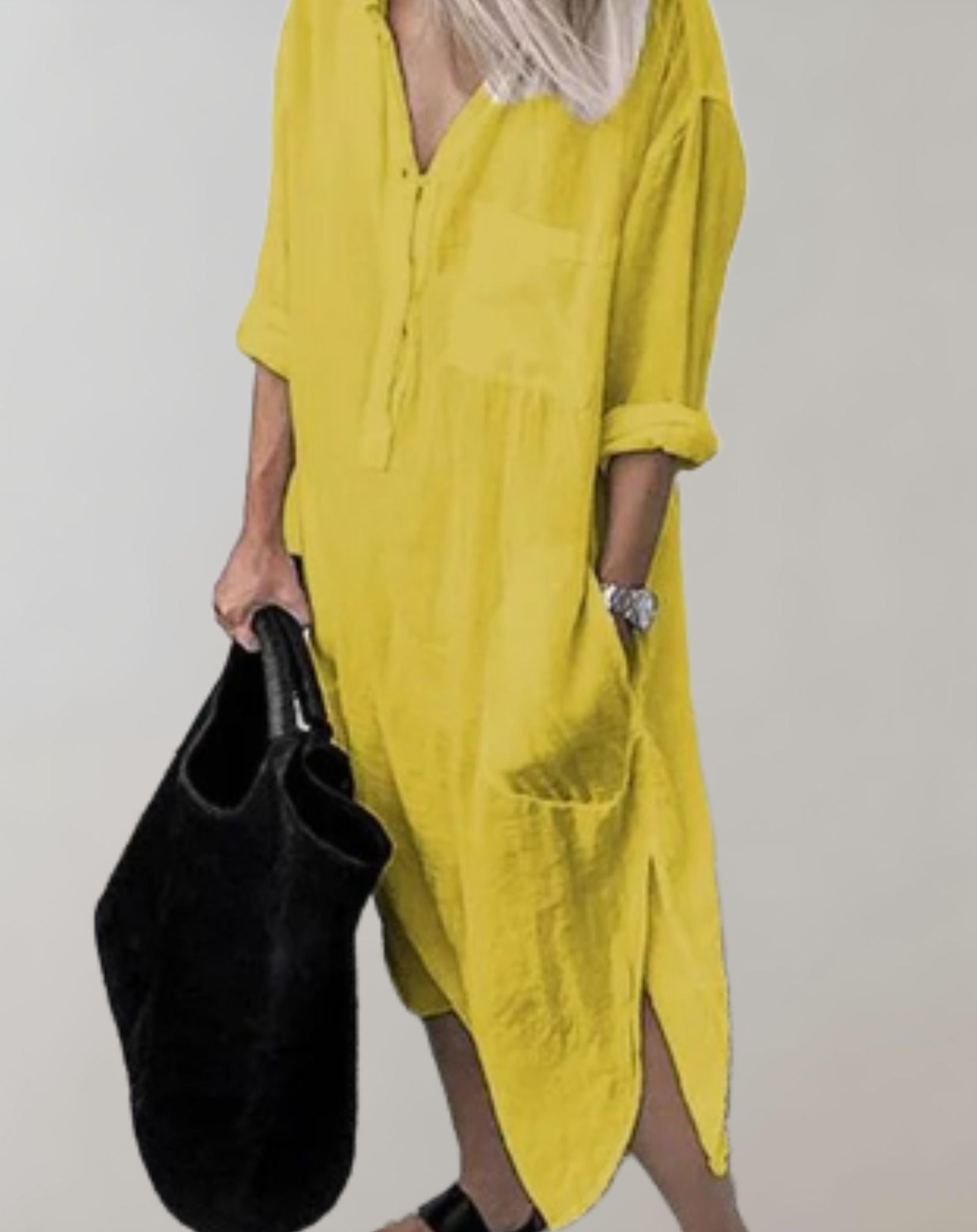 Robe Élégante à Manches Longues avec Poches pour Femmes - Marie Montel