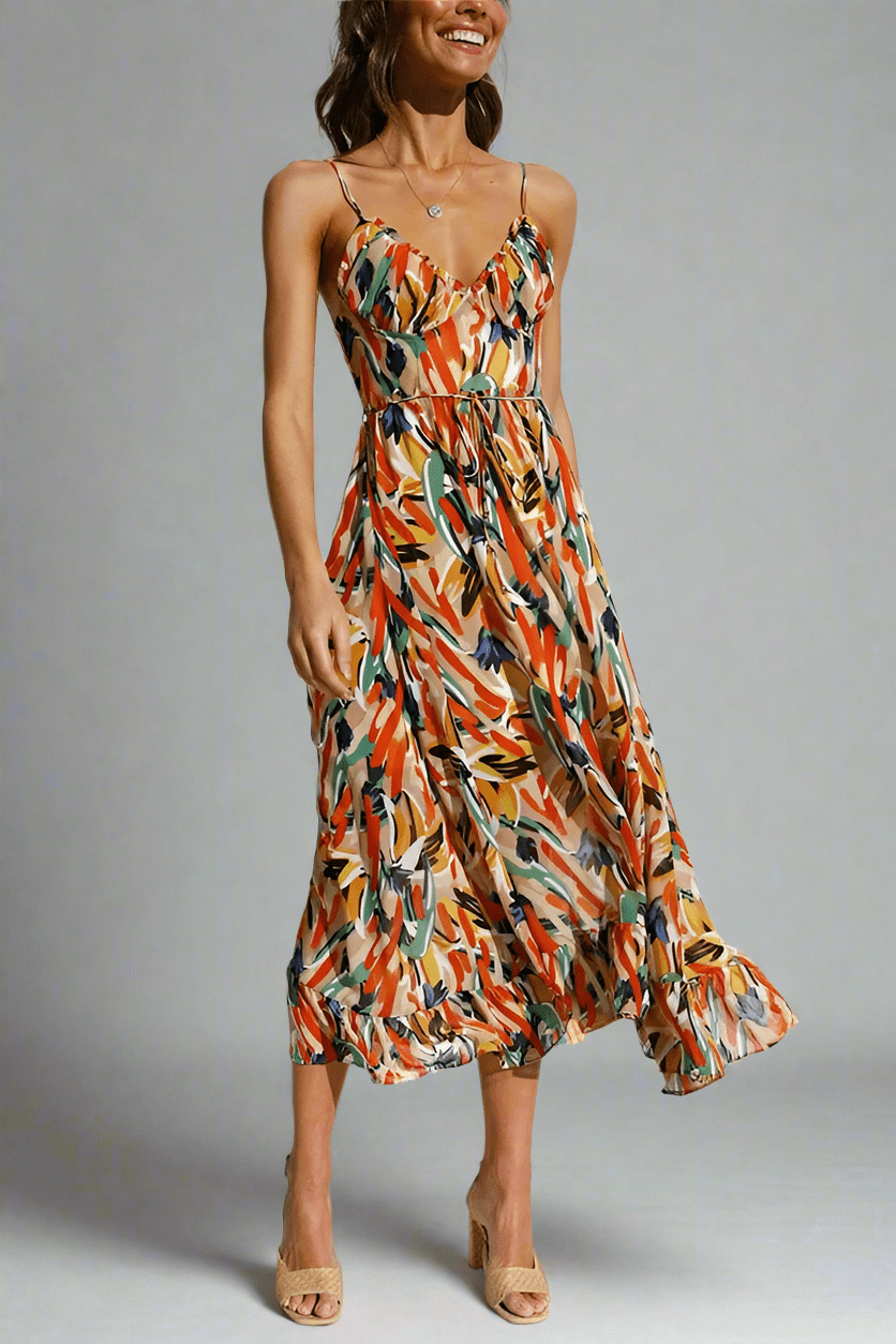 Robe Élégante Colorée à Décolleté en V pour Femmes - Marie Montel
