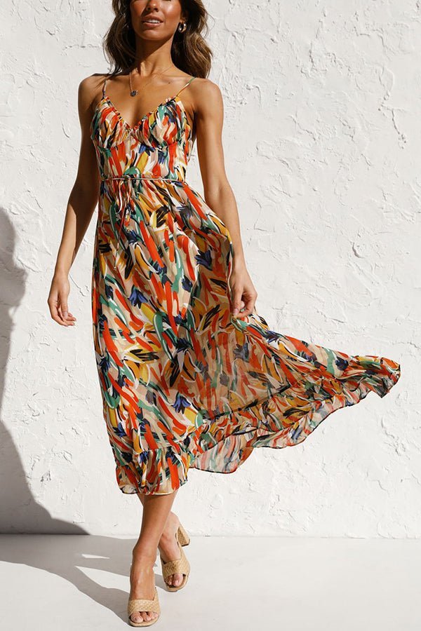 Robe Élégante Colorée à Décolleté en V pour Femmes - Marie Montel