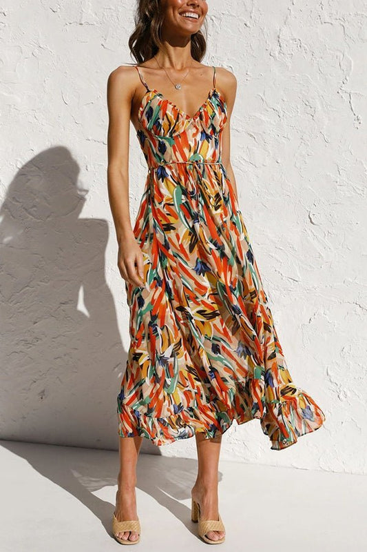 Robe Élégante Colorée à Décolleté en V pour Femmes - Marie Montel