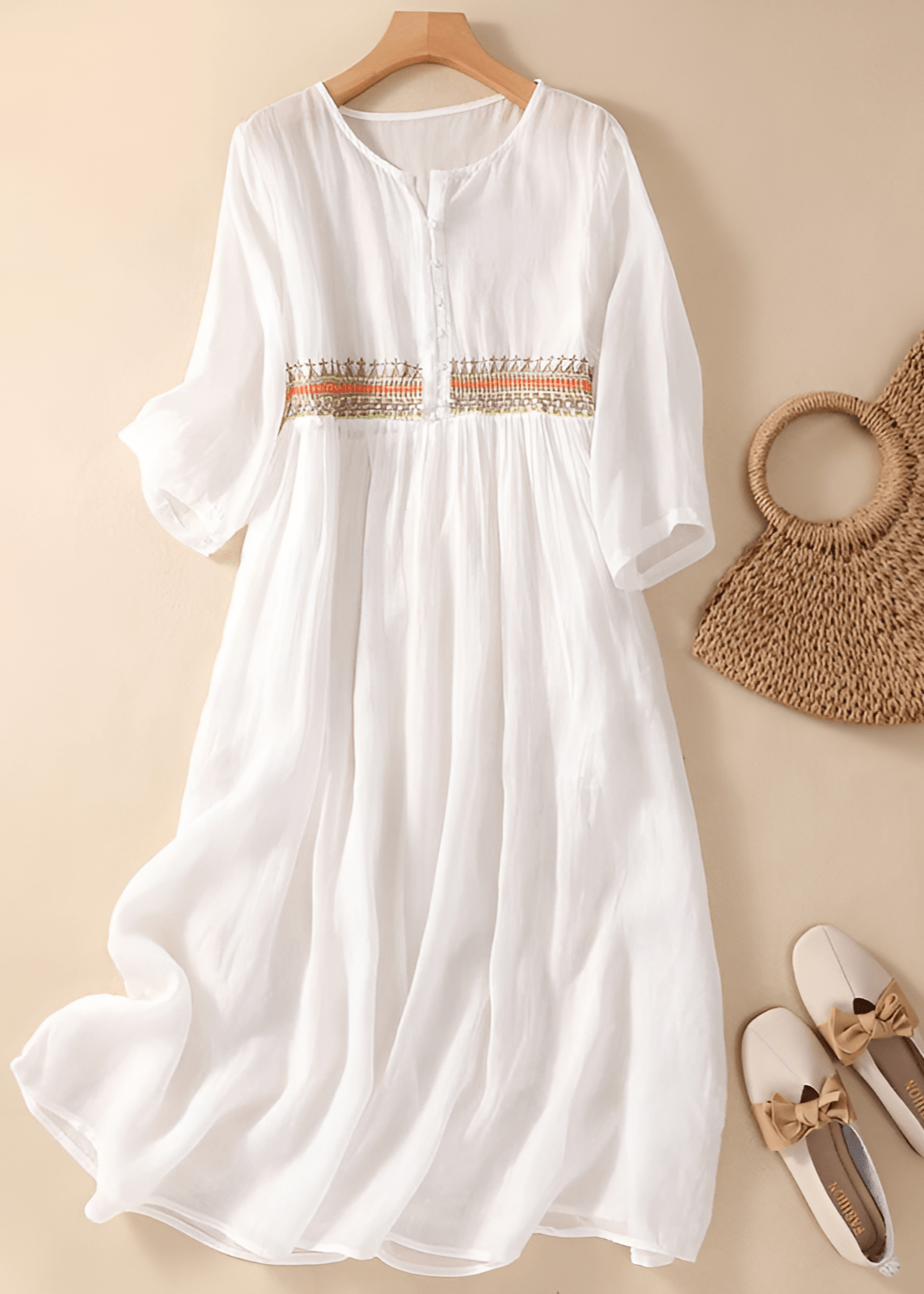 Robe Élégante en Coton et Lin pour Femmes - Marie Montel