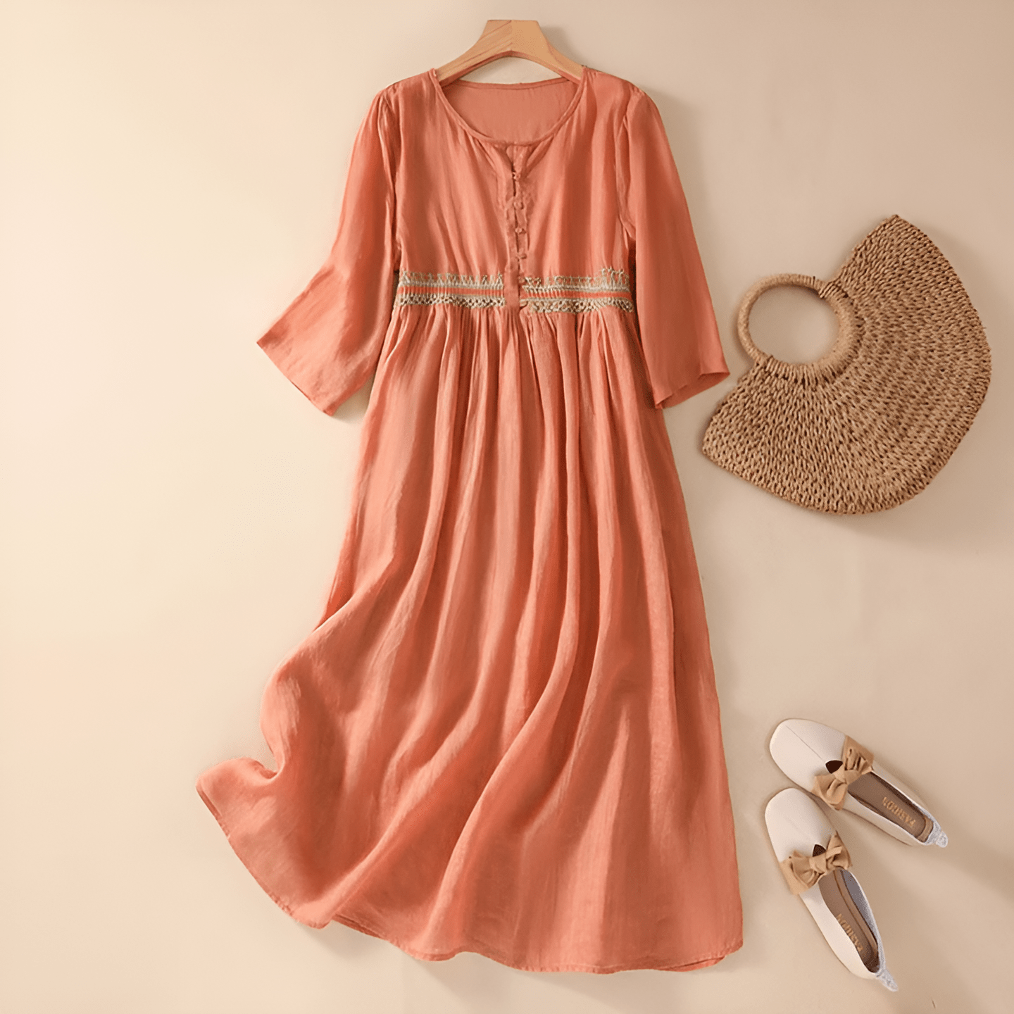 Robe Élégante en Coton et Lin pour Femmes - Marie Montel
