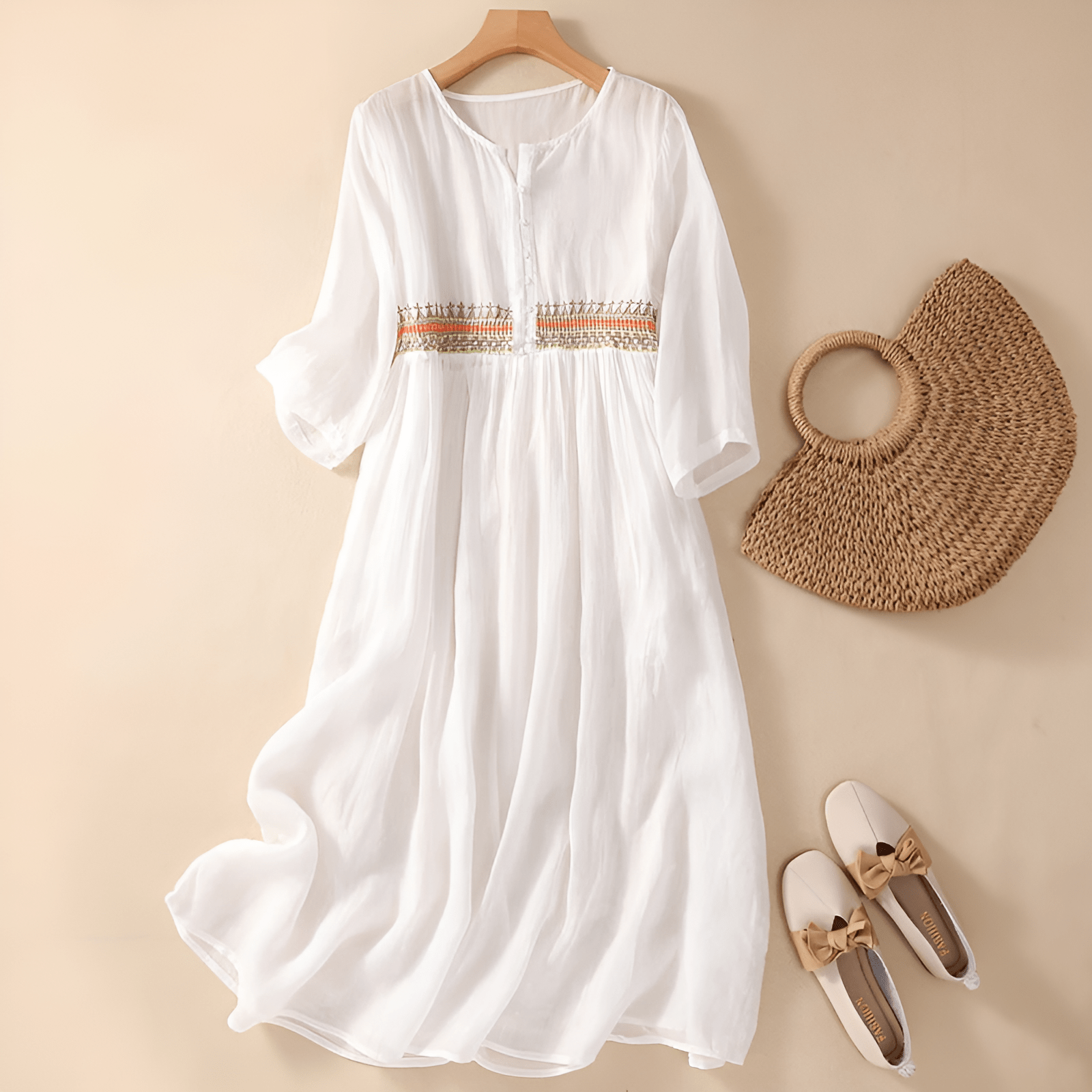 Robe Élégante en Coton et Lin pour Femmes - Marie Montel