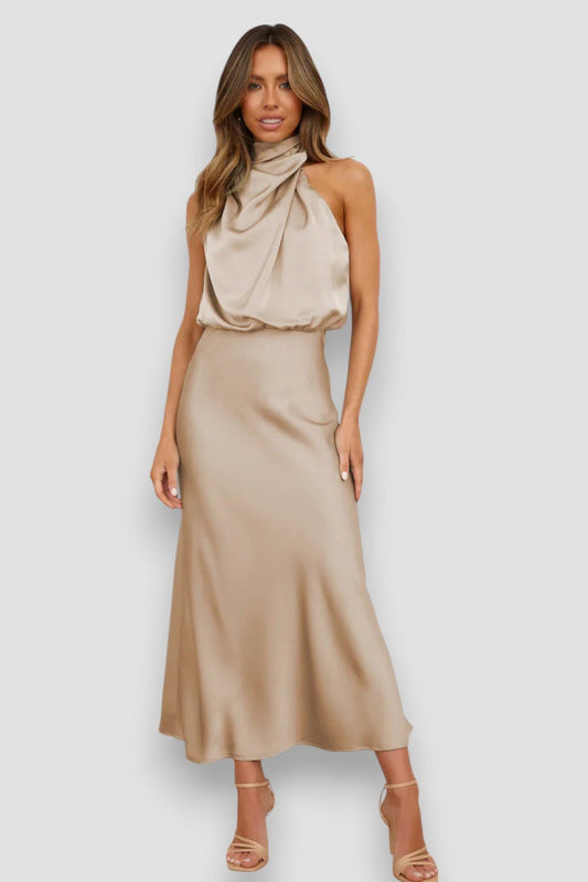 Robe Élégante en Satin Halter pour Femmes - Marie Montel
