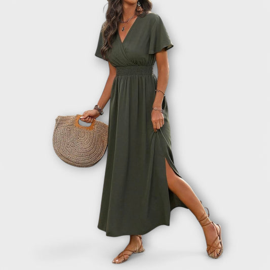 Robe Élégante en V avec Manches Longues pour Femmes - Marie Montel