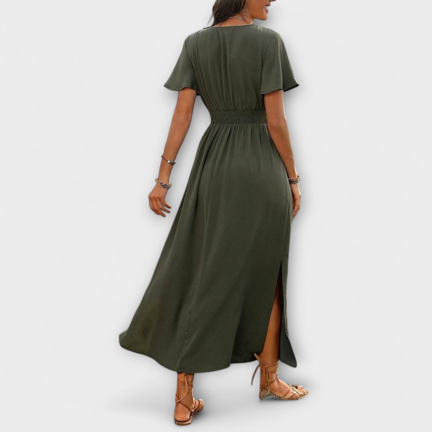 Robe Élégante en V avec Manches Longues pour Femmes - Marie Montel