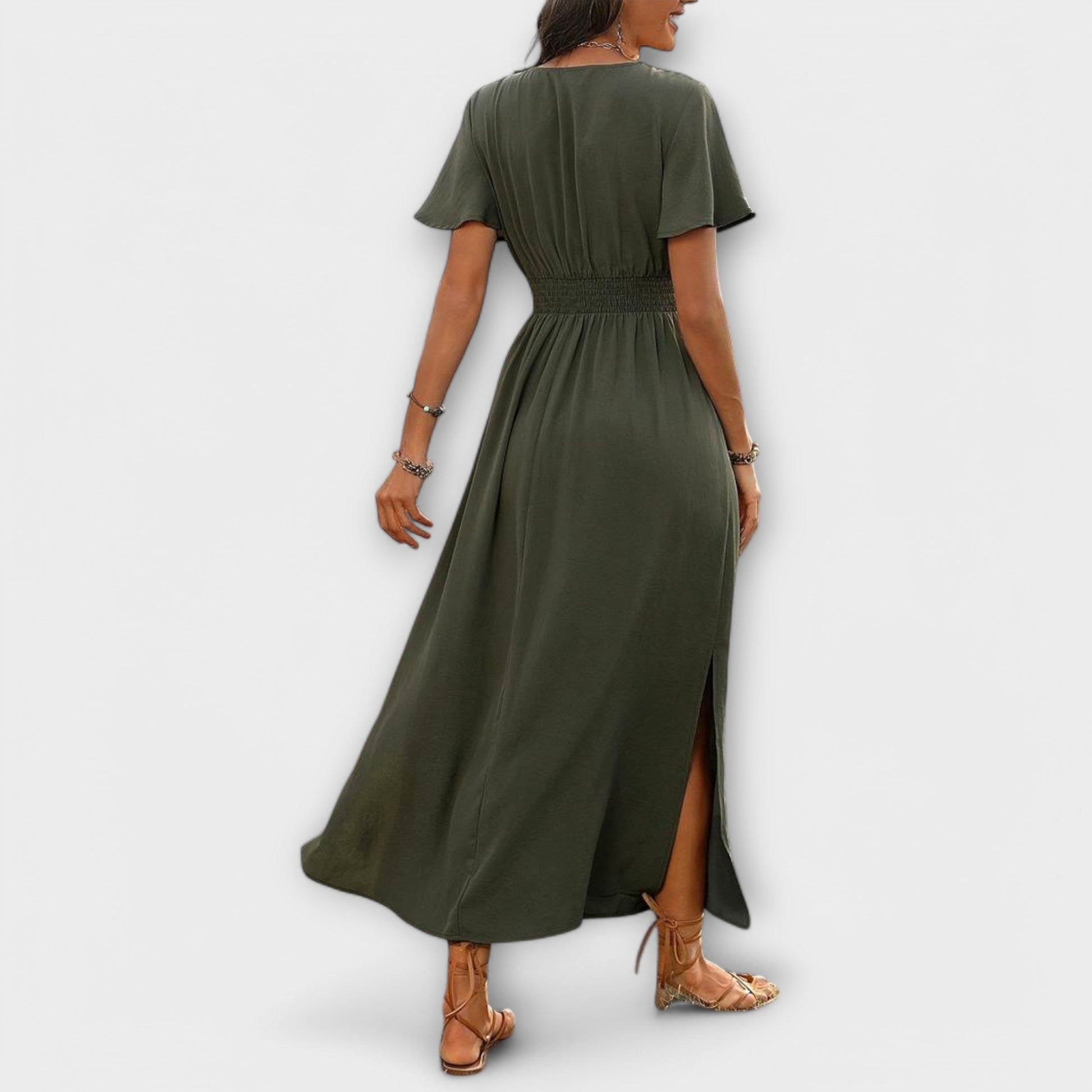 Robe Élégante en V avec Manches Longues pour Femmes - Marie Montel