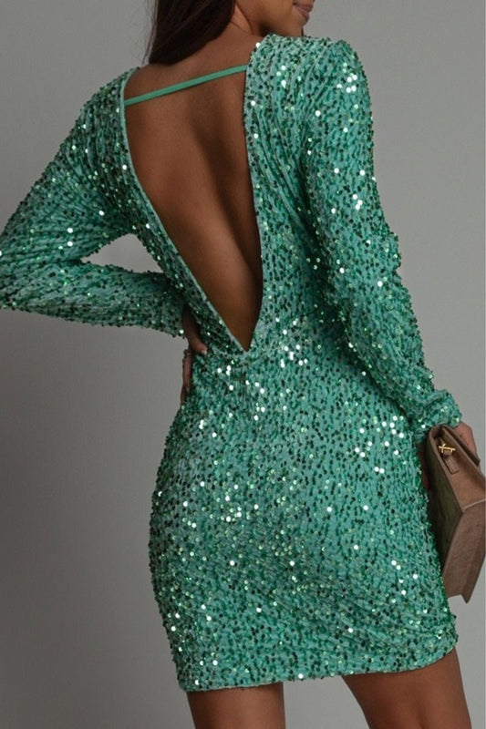 Robe Élégante Épaule Dénudée en Sequins pour Femmes - Marie Montel