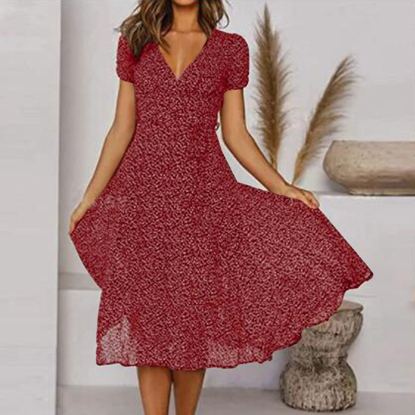 Robe Évasée à Décolleté en V pour Femmes - Marie Montel