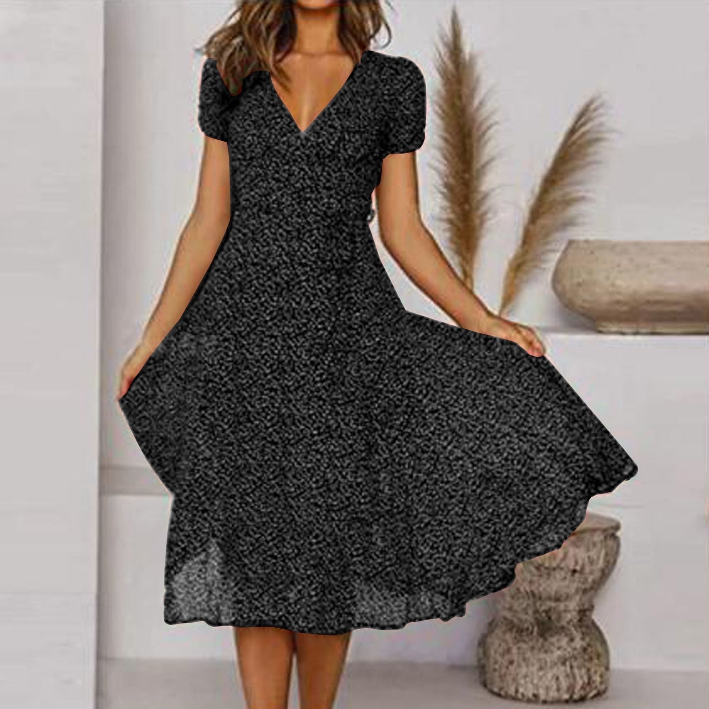 Robe Évasée à Décolleté en V pour Femmes - Marie Montel