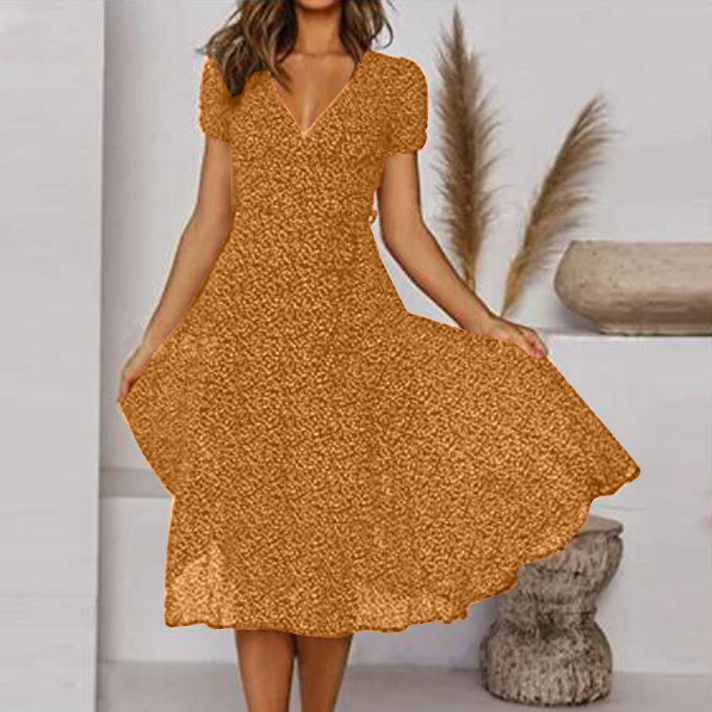 Robe Évasée à Décolleté en V pour Femmes - Marie Montel