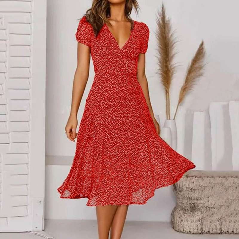 Robe Évasée à Décolleté en V pour Femmes - Marie Montel