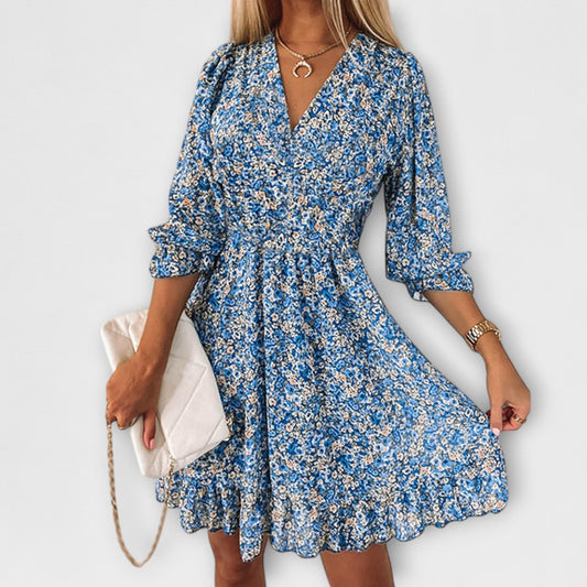 Robe Fleurie à Manches Bouffantes pour Femmes - Marie Montel