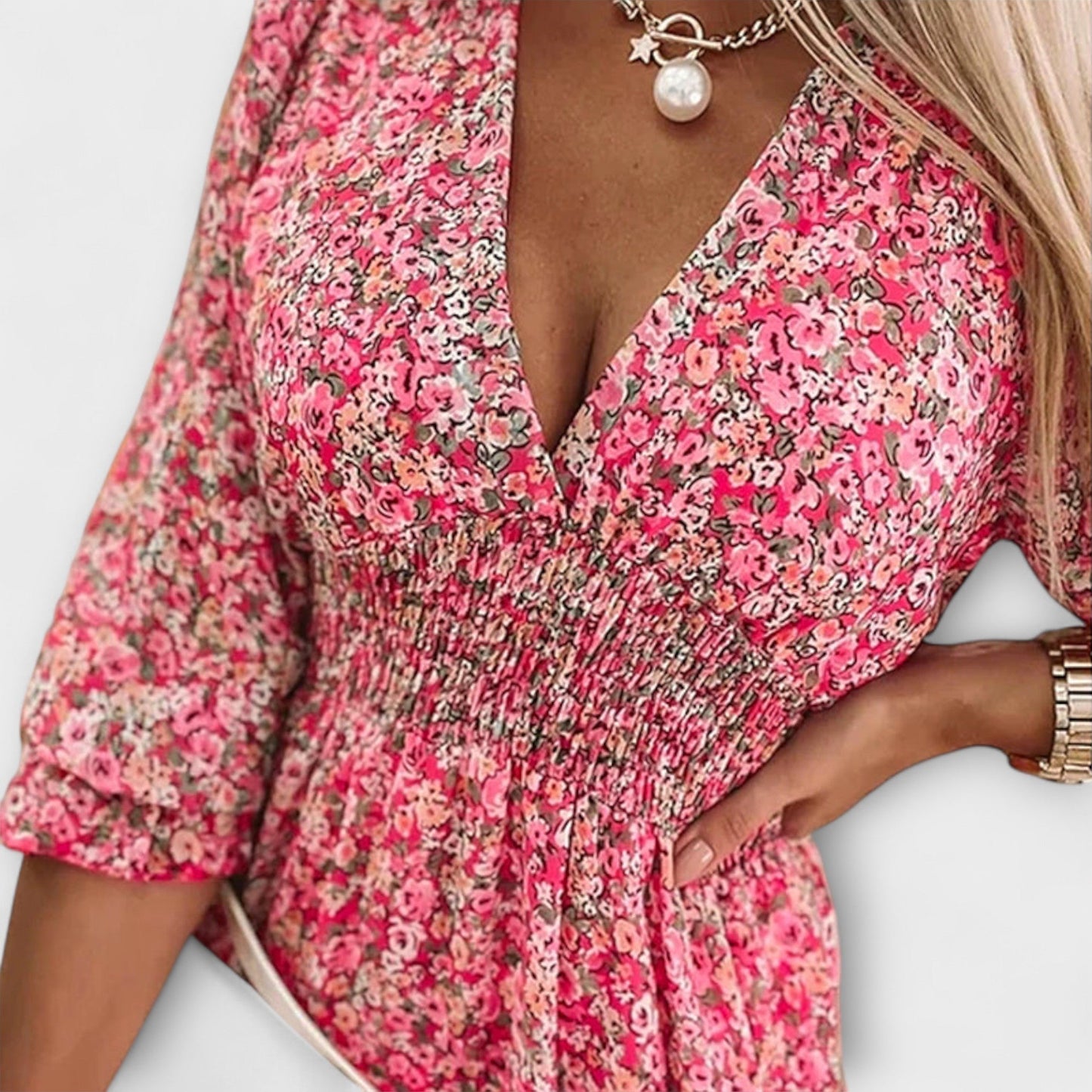 Robe Fleurie à Manches Bouffantes pour Femmes - Marie Montel