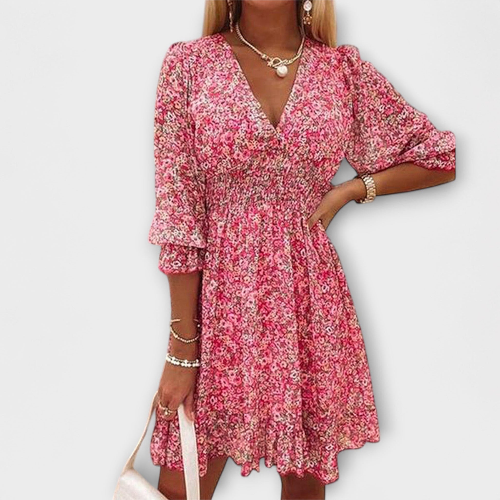 Robe Fleurie à Manches Bouffantes pour Femmes - Marie Montel