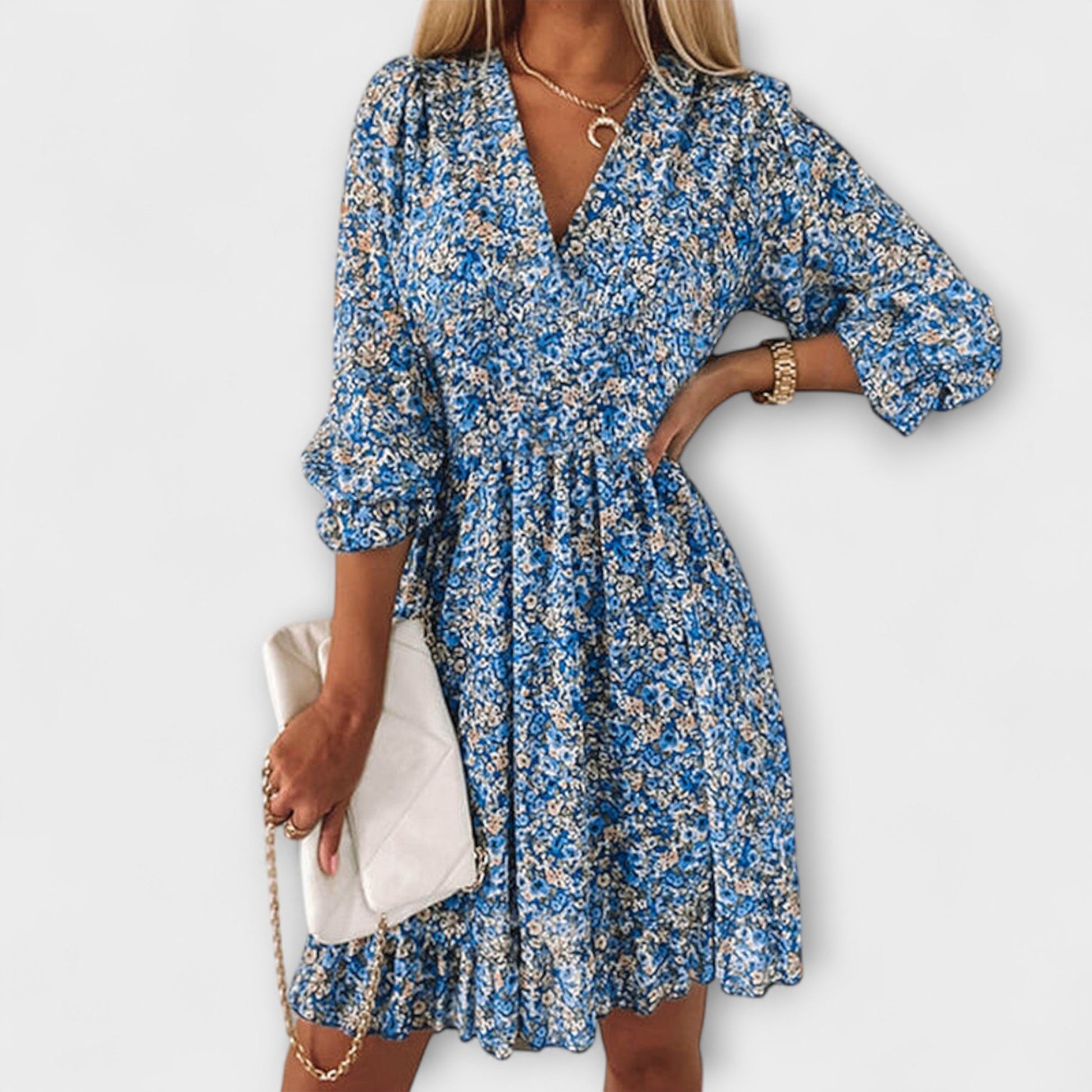 Robe Fleurie à Manches Bouffantes pour Femmes - Marie Montel