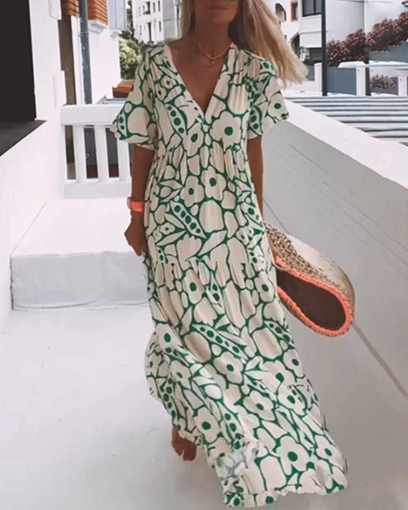 Robe Imprimée à Col en V pour Femmes - Marie Montel