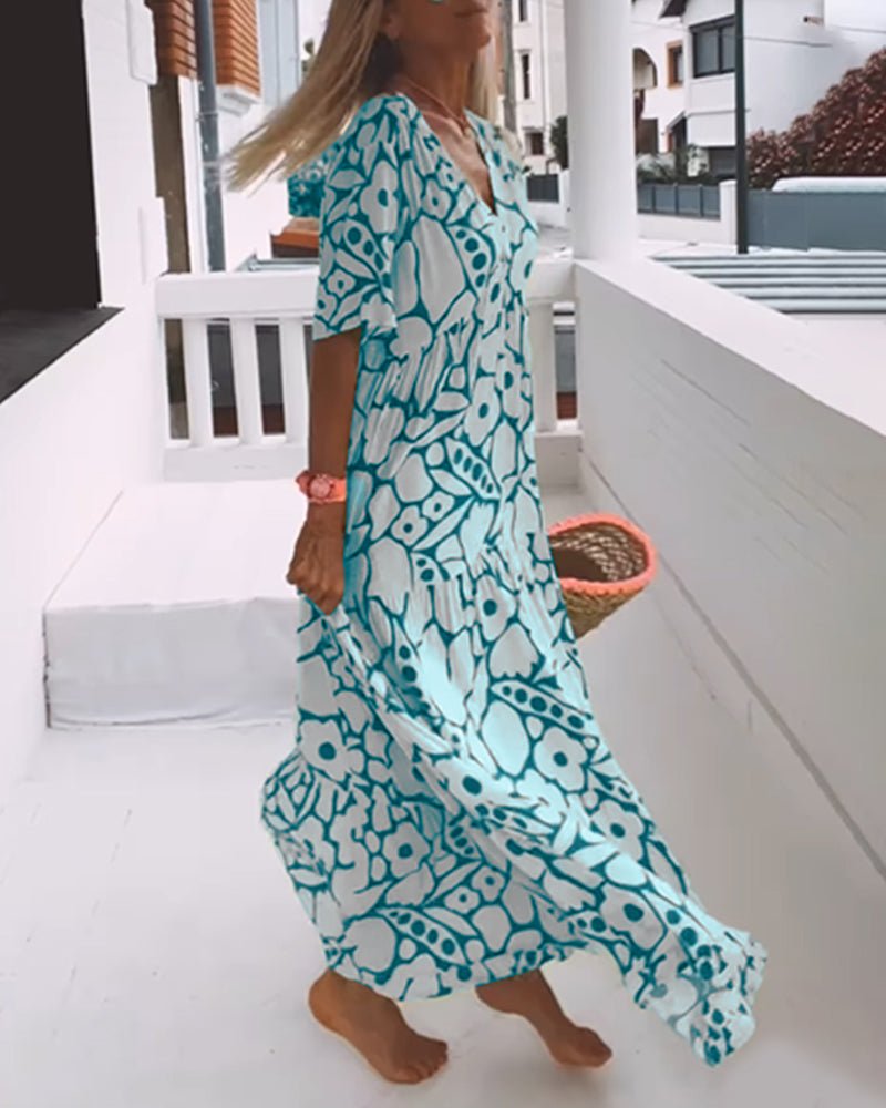 Robe Imprimée à Col en V pour Femmes - Marie Montel