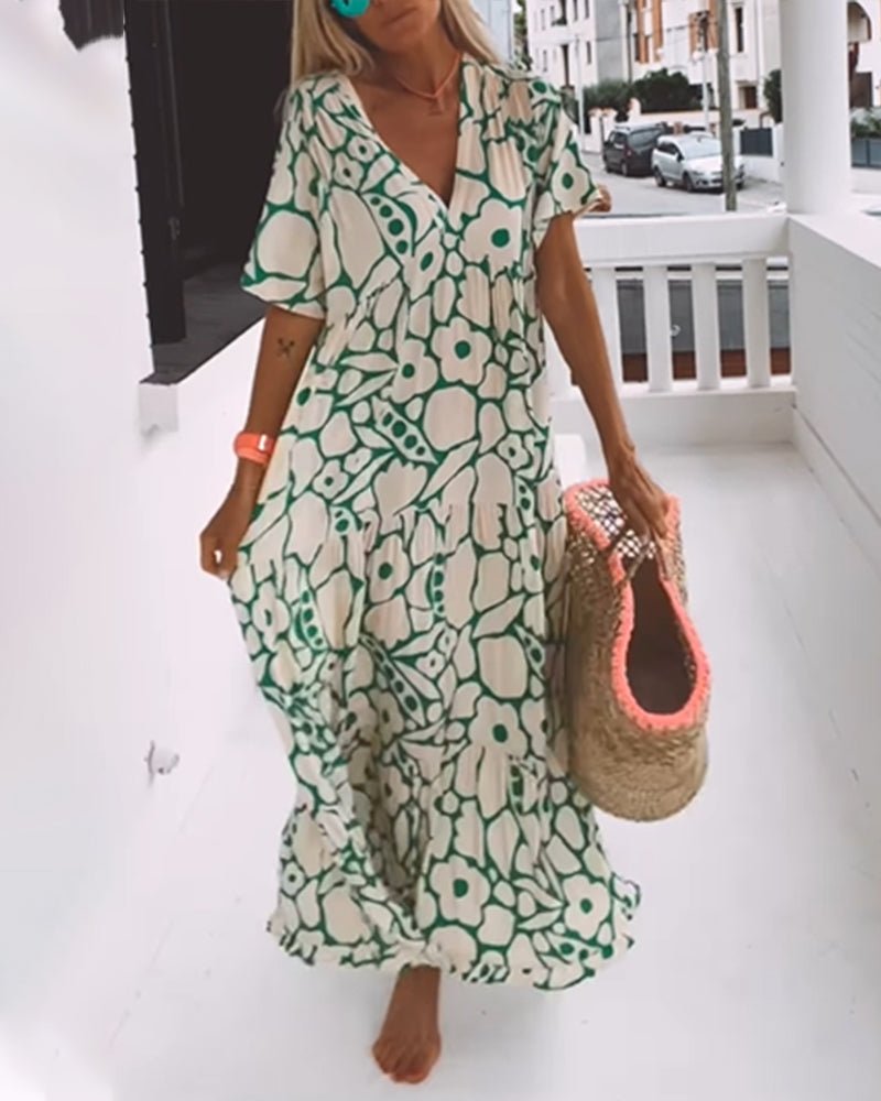 Robe Imprimée à Col en V pour Femmes - Marie Montel