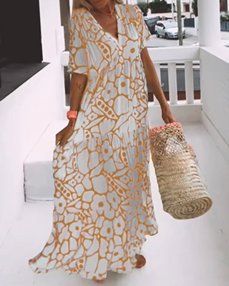 Robe Imprimée à Col en V pour Femmes - Marie Montel