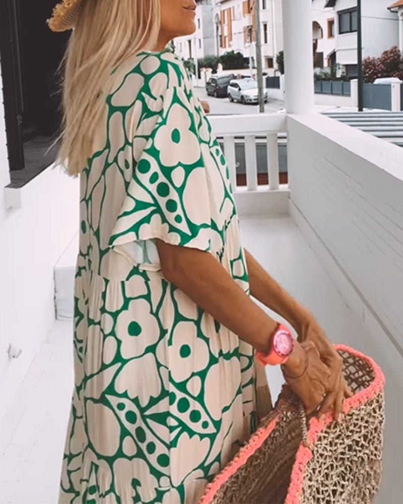 Robe Imprimée à Col en V pour Femmes - Marie Montel