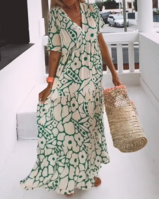 Robe Imprimée à Col en V pour Femmes - Marie Montel