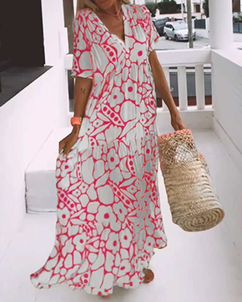 Robe Imprimée à Col en V pour Femmes - Marie Montel