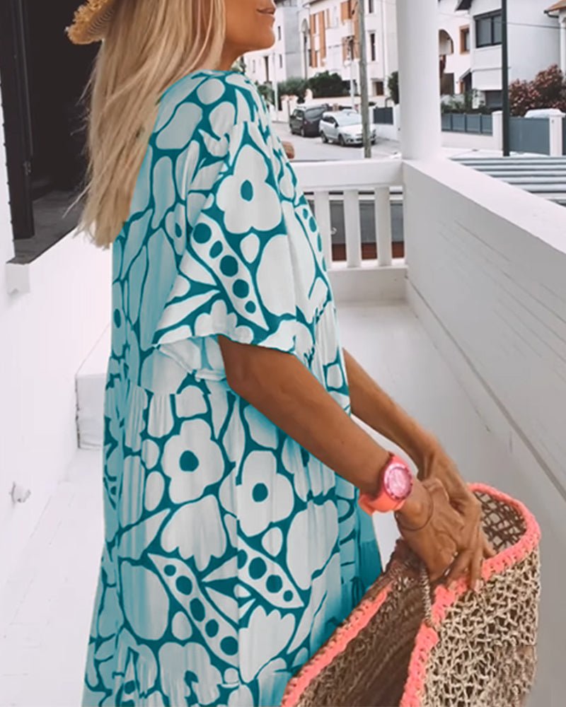 Robe Imprimée à Col en V pour Femmes - Marie Montel