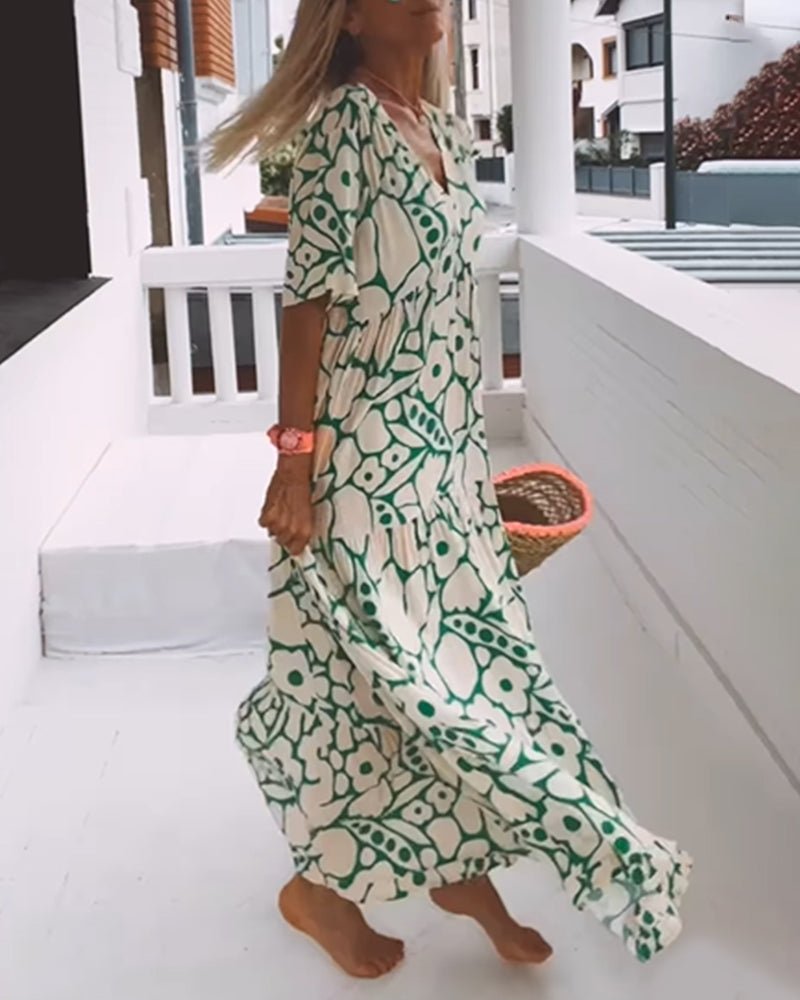 Robe Imprimée à Col en V pour Femmes - Marie Montel