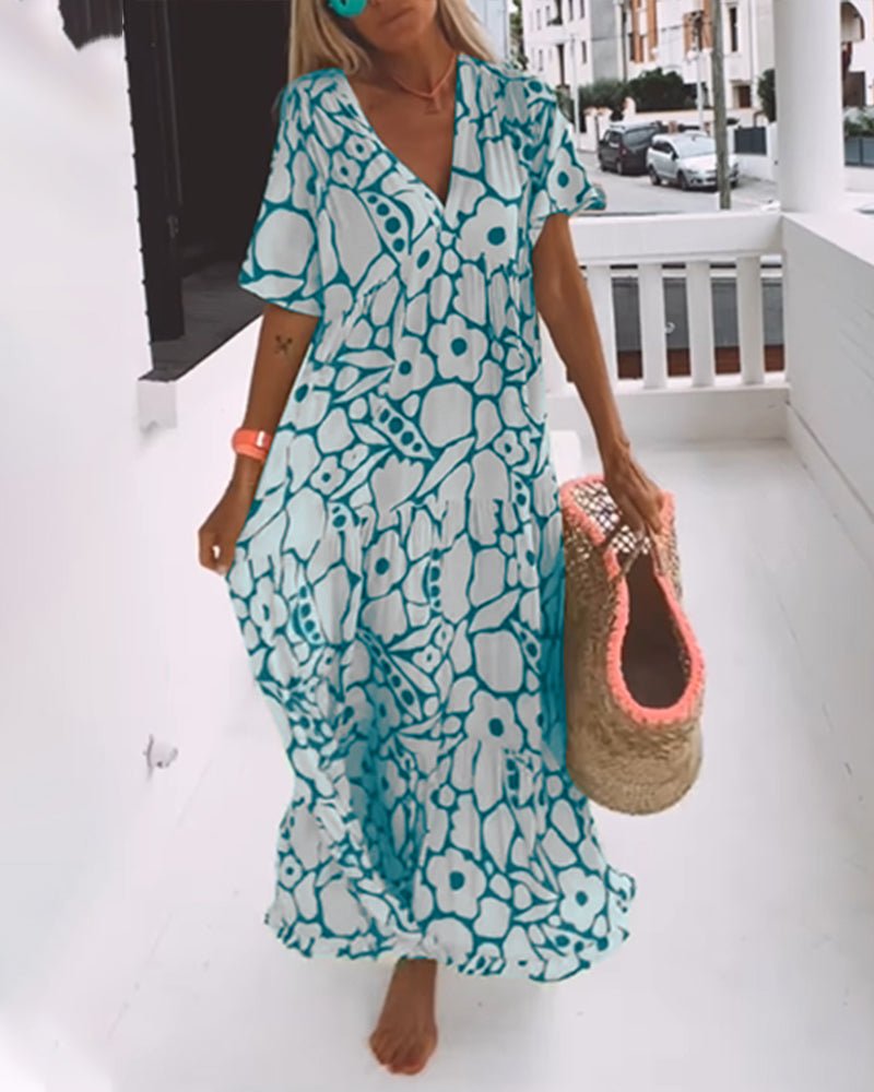 Robe Imprimée à Col en V pour Femmes - Marie Montel