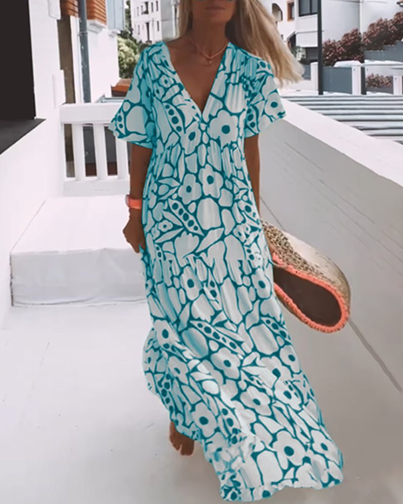 Robe Imprimée à Col en V pour Femmes - Marie Montel