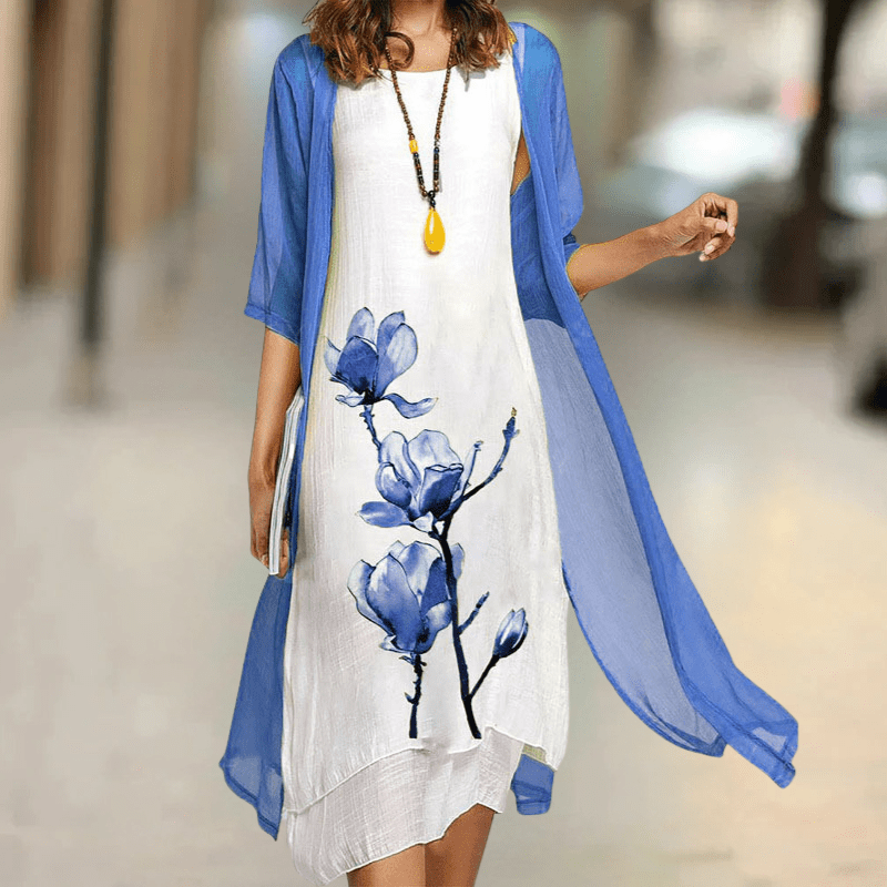Robe Longue à Col Rond pour Femmes - Marie Montel