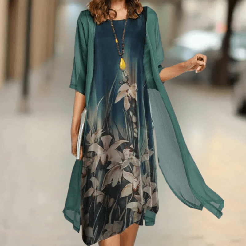 Robe Longue à Col Rond pour Femmes - Marie Montel