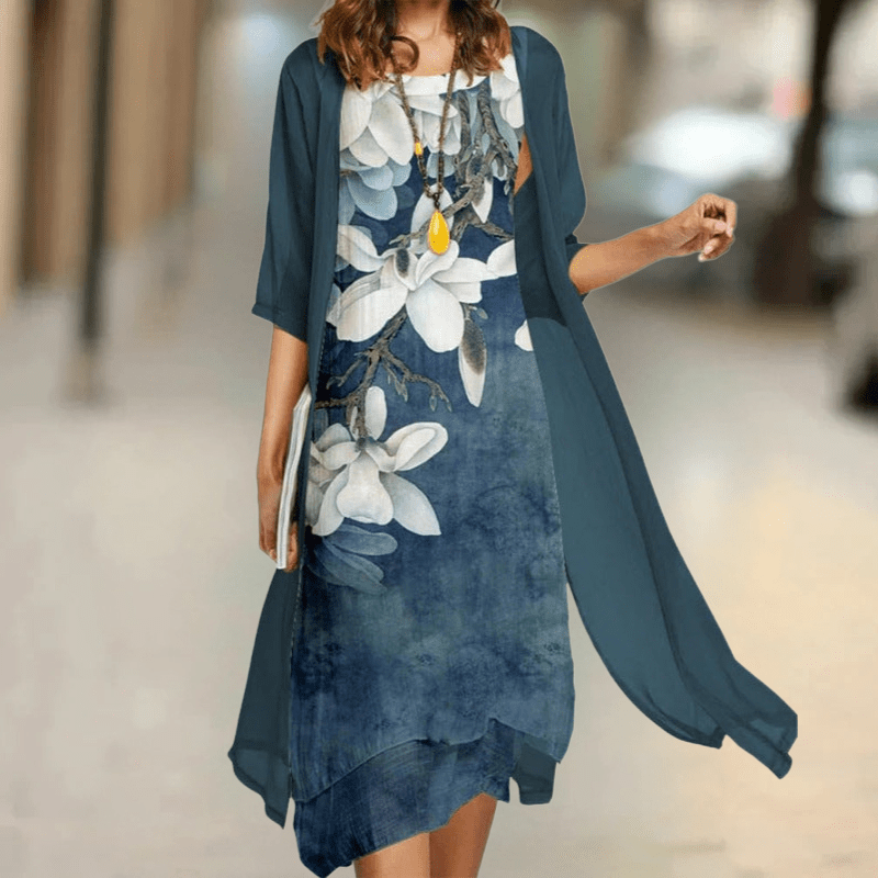 Robe Longue à Col Rond pour Femmes - Marie Montel