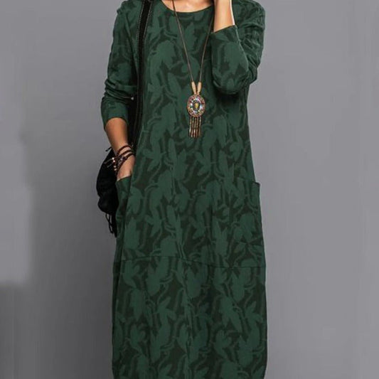 Robe Longue à Manches Longues Imprimée pour Femmes - Marie Montel