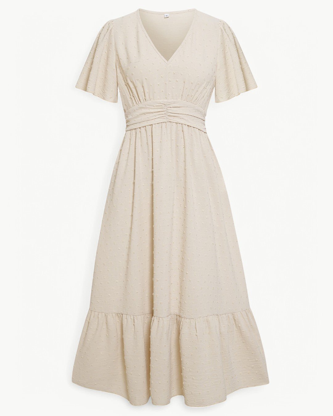 Robe Longue à V Col et Manches Courtes pour Femmes - Marie Montel