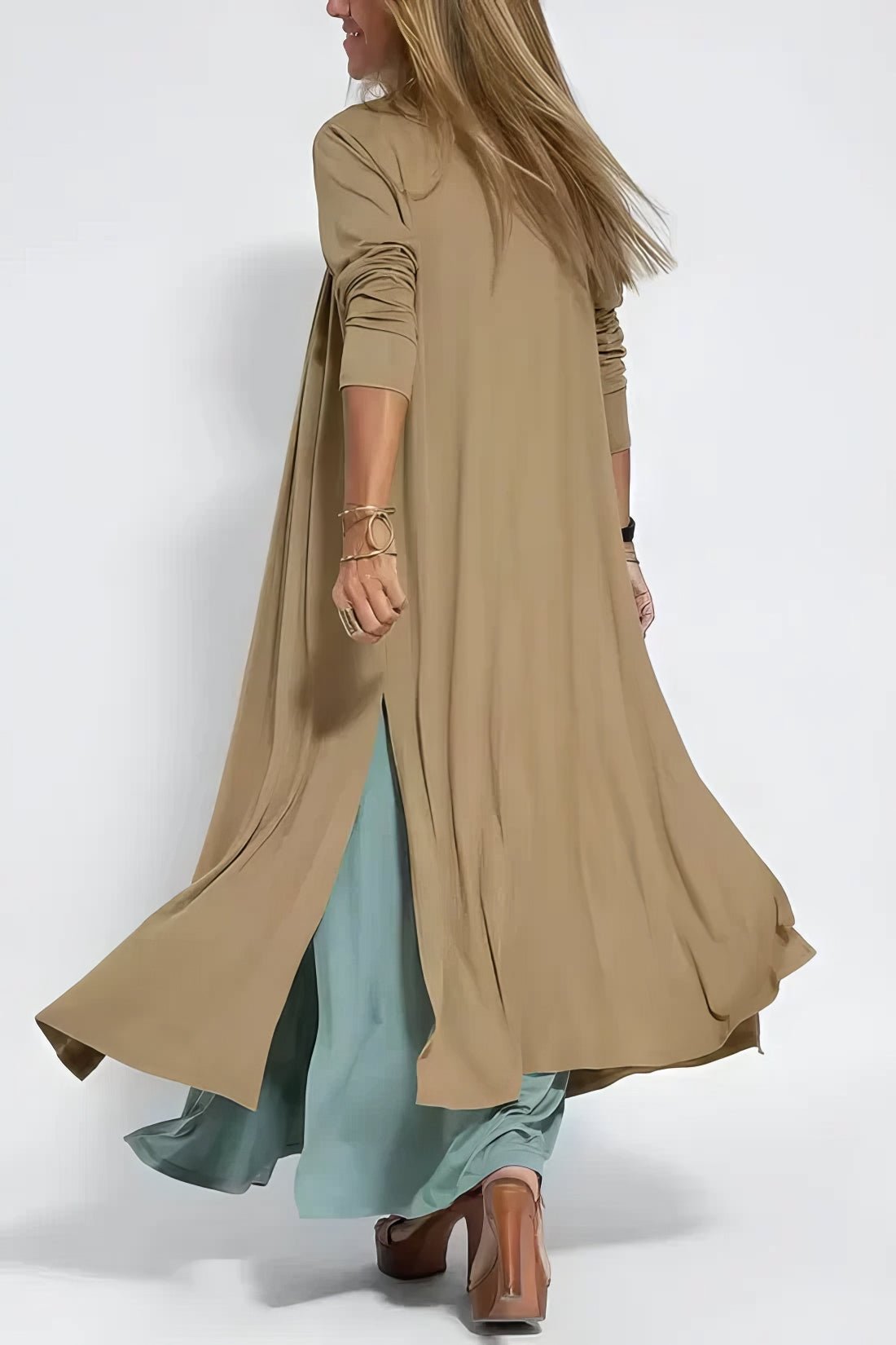 Robe Longue Col V Sans Manches avec Cardigan Assorti – Style Décontracté Élégant - Marie Montel