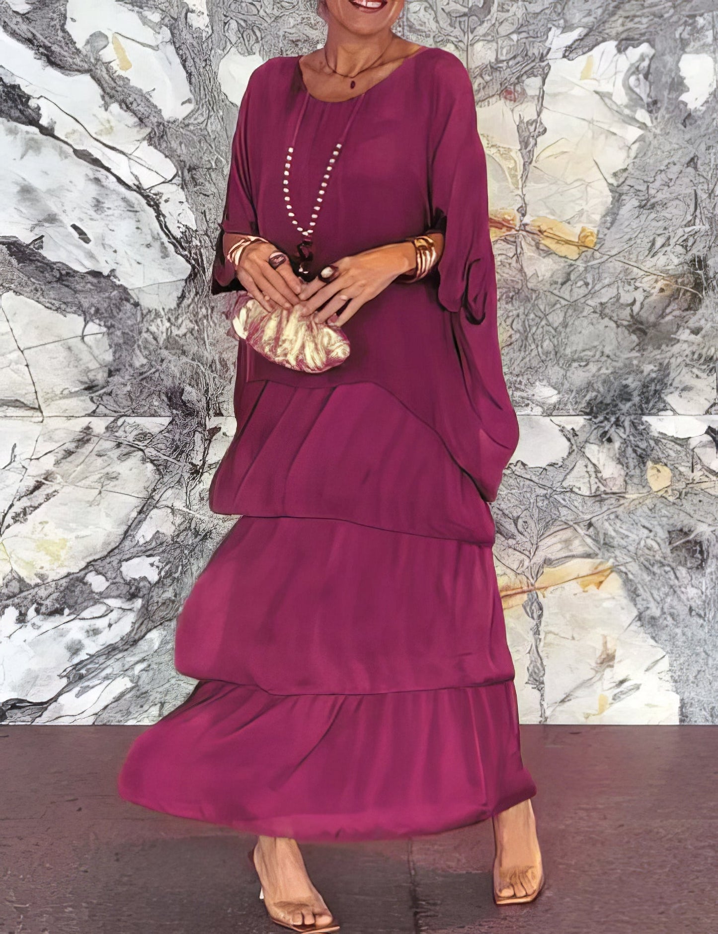 Robe Longue Droite à Manches Longues pour Femmes - Marie Montel
