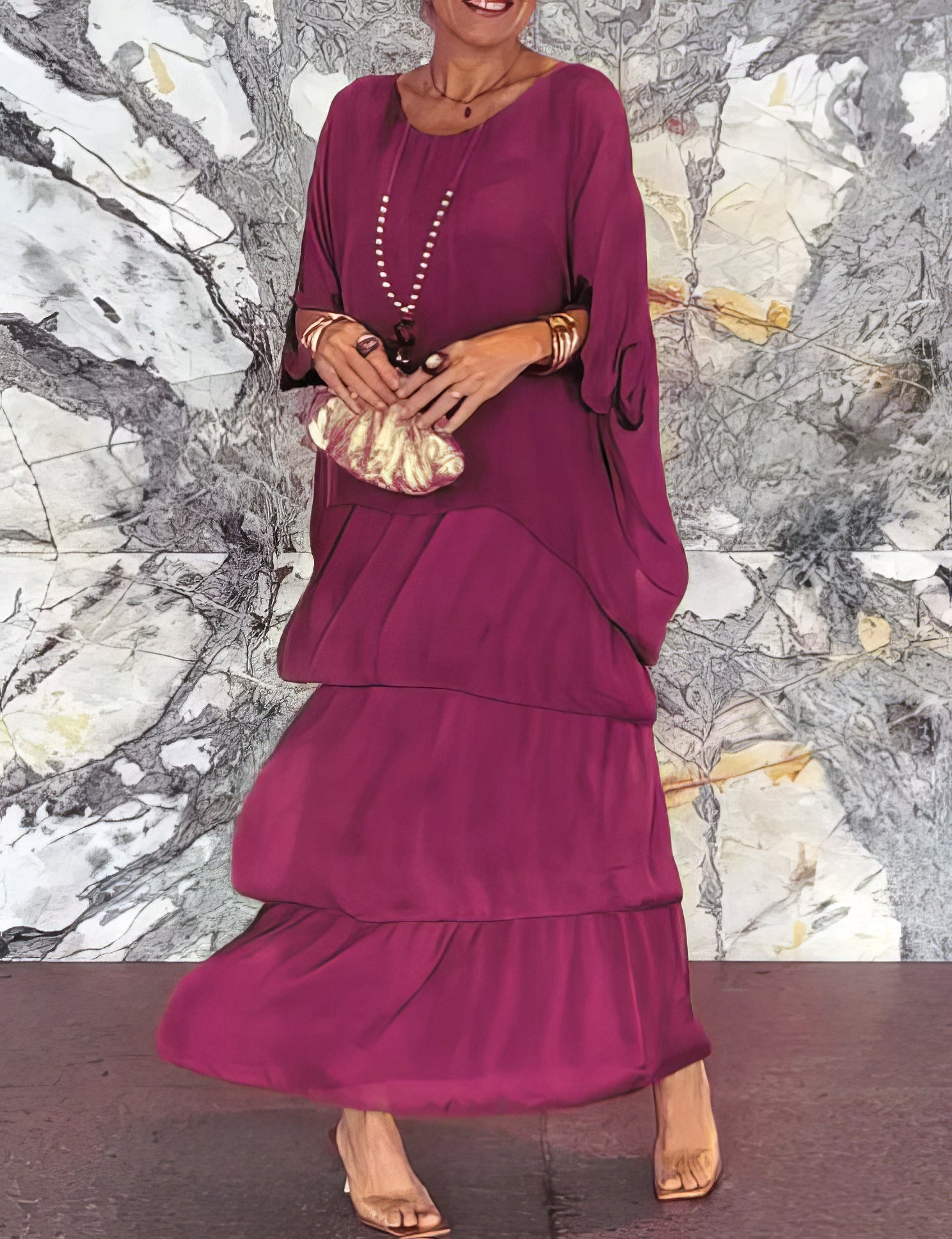 Robe Longue Droite à Manches Longues pour Femmes - Marie Montel