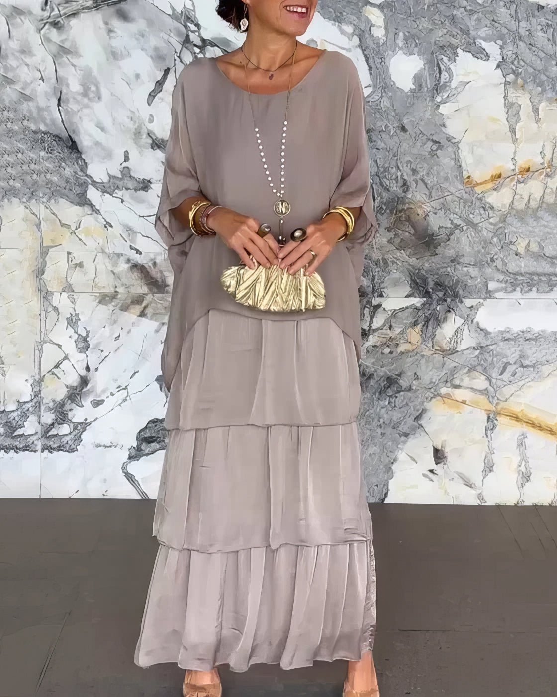 Robe Longue Droite à Manches Longues pour Femmes - Marie Montel