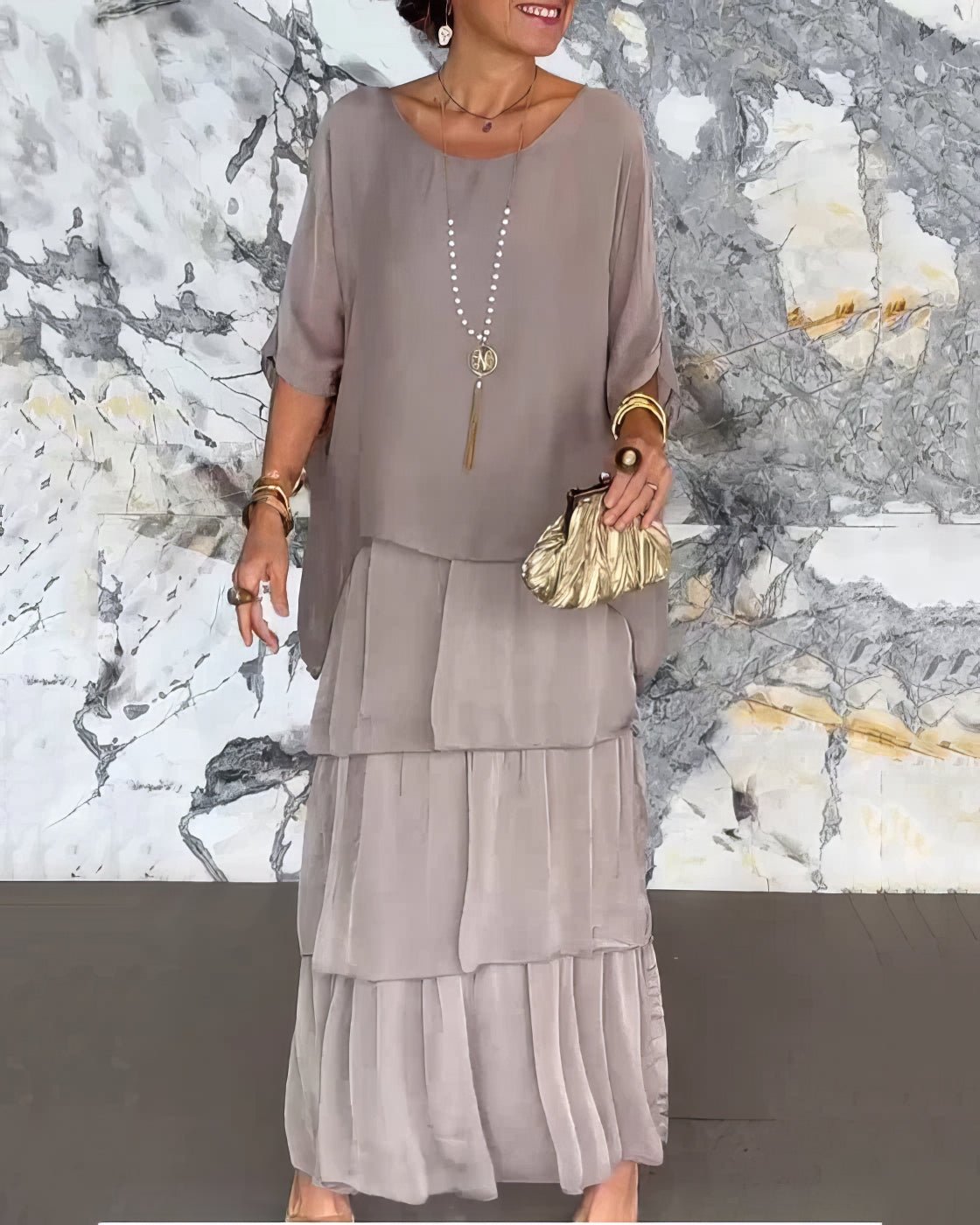Robe Longue Droite à Manches Longues pour Femmes - Marie Montel