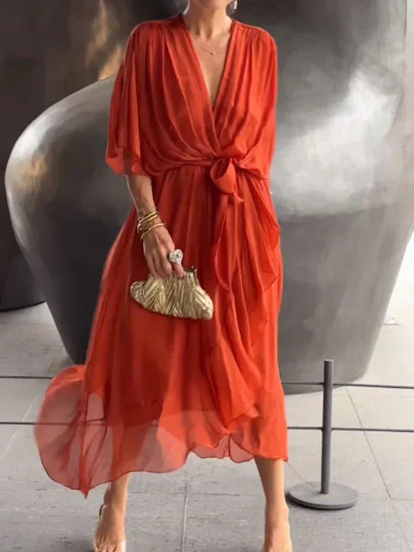 Robe Longue Élégante à Décolleté en V pour Femmes - Marie Montel